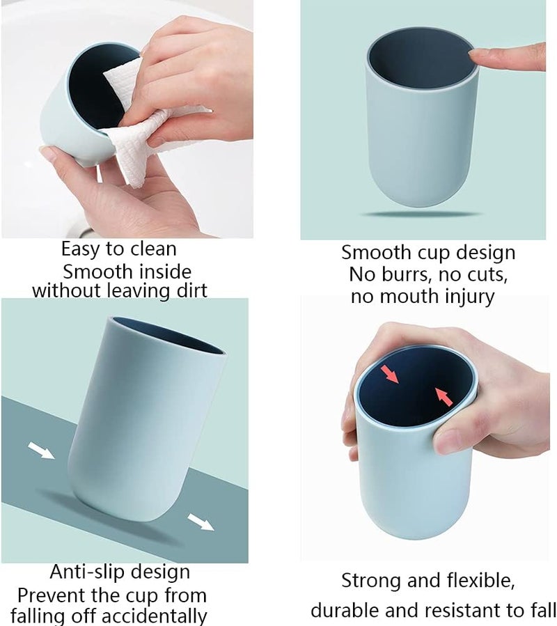 RabyLeo Unbreakable Reusable Drinking Cups Set of 2 Colors, Plastic Toothbrush Cup Tumblers 300 ml/10.5 oz, Dishwasher Safe (Light blue & Navy blue) - Image 3