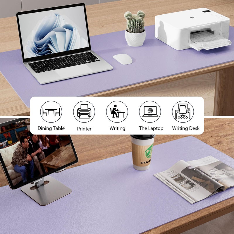 Aothia Non-Slip PU Leather Waterproof Desk Protector Mat, Mouse Pad, Desk Blotter, Writing Pad for Office, Home, Laptop, Lavender, 23.6" x 13.7" - Image 5
