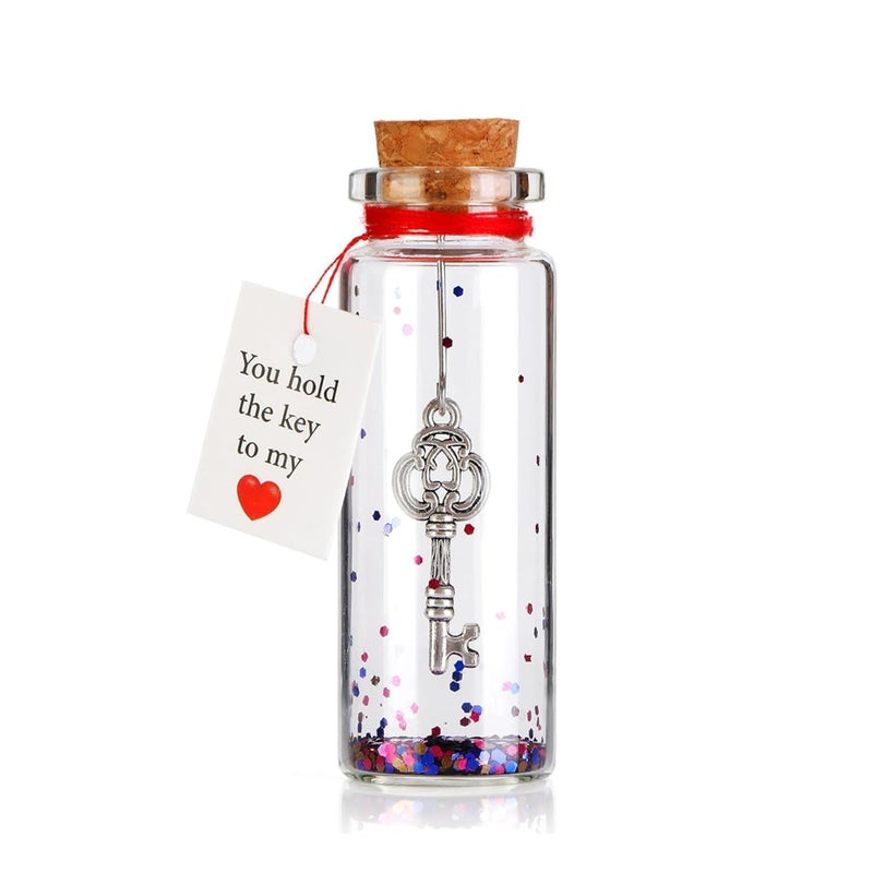 HASTHIP ® جرة زخرفية صغيرة، زجاجة عائمة بسدادة فلين رومانسية، هدية رومانسية لصديقة أو صديق، زوجة، هدايا من الزوج، هدايا عيد الحب للنساء - Image 1