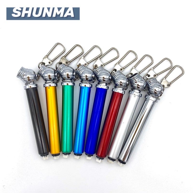 Generic Mini gift pressure measuring pen multifunctional color tire pressure pen metal tire pressure gauge key chain tire gas measuring pen Red 