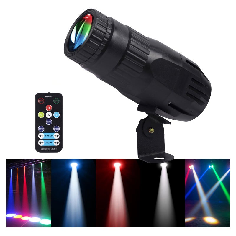 DJBoomy Pinspot Light with Remote 4 in 1 Stage Spotlight: 15W RGBW LED Beam Mirror Disco Ball Spot Lights - Mini Pin Lighting for Party DJ Disco Wedding Bar Club Indoor Outdoor Show - Image 1