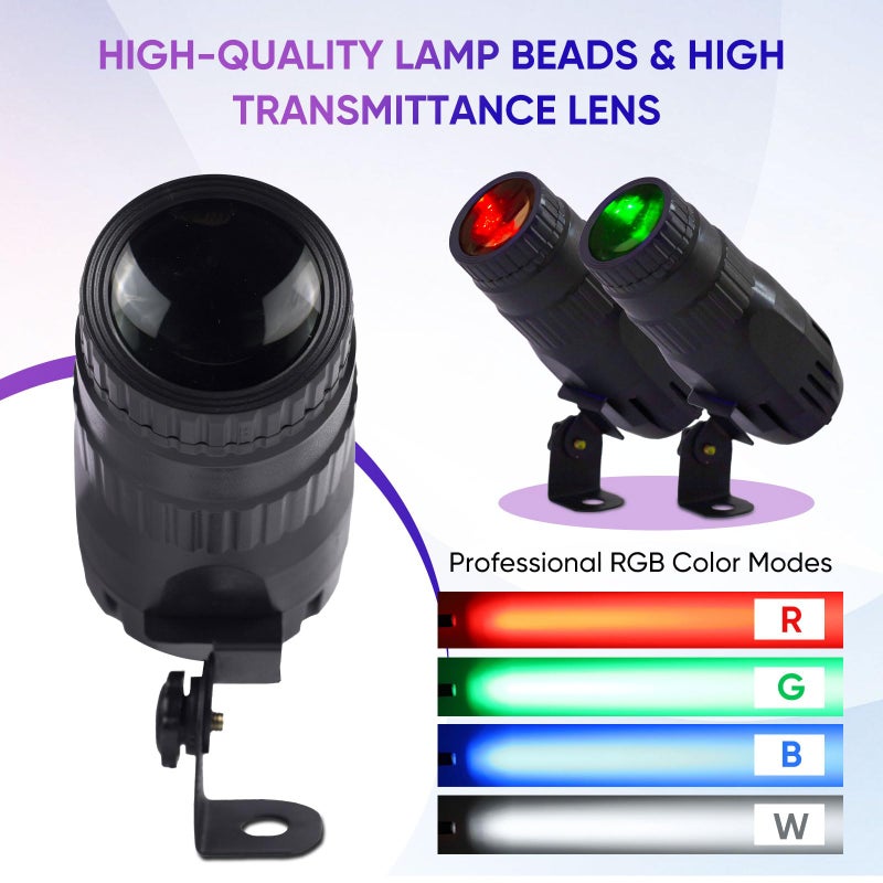 DJBoomy Pinspot Light with Remote 4 in 1 Stage Spotlight: 15W RGBW LED Beam Mirror Disco Ball Spot Lights - Mini Pin Lighting for Party DJ Disco Wedding Bar Club Indoor Outdoor Show - Image 3