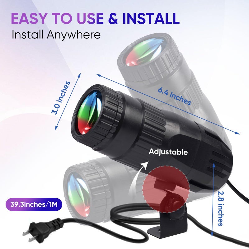 DJBoomy Pinspot Light with Remote 4 in 1 Stage Spotlight: 15W RGBW LED Beam Mirror Disco Ball Spot Lights - Mini Pin Lighting for Party DJ Disco Wedding Bar Club Indoor Outdoor Show - Image 5