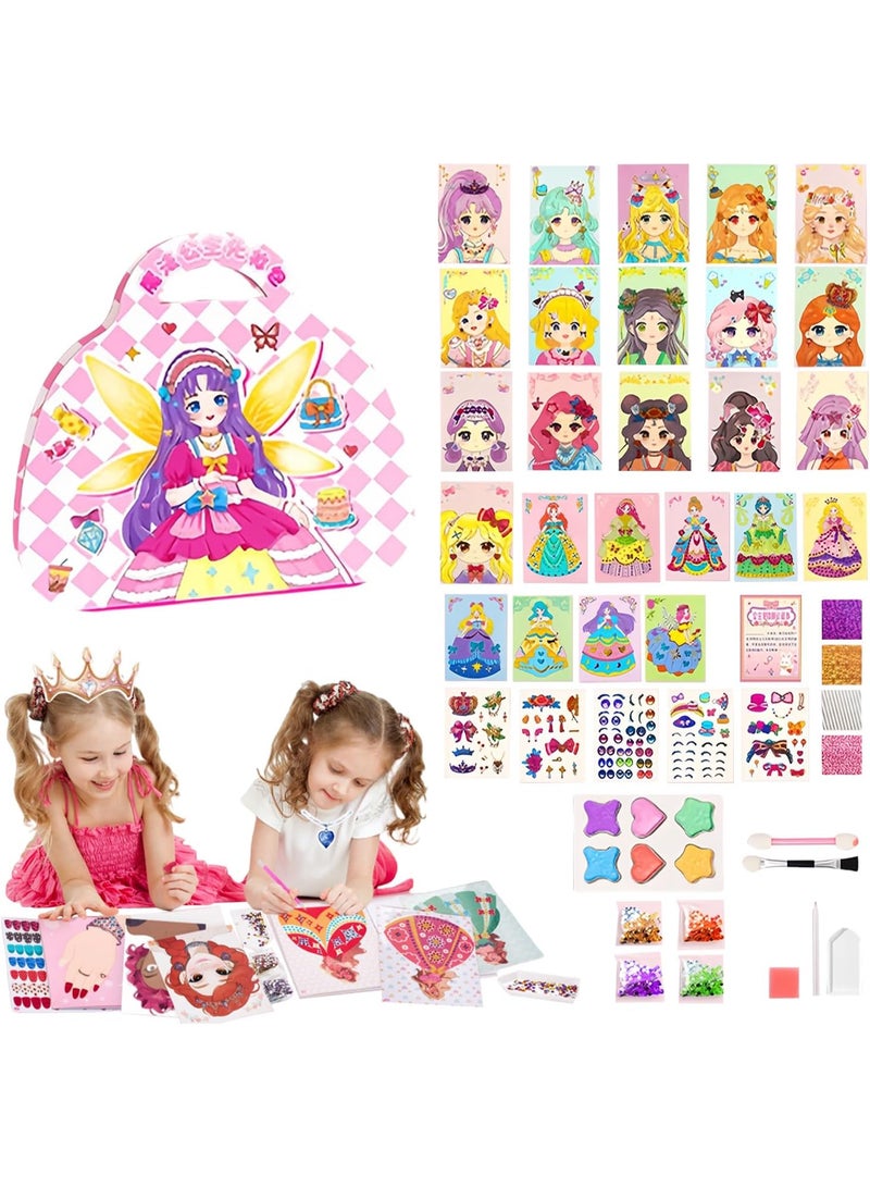 DMG TECH Art Craft Activity for Kids, Paper Craft Kits, Diamond Painting, Dress Up & DIY Paper Makeup Arts, Princess Toys Gift Set, Birthday Party Gift for Girls - Image 1