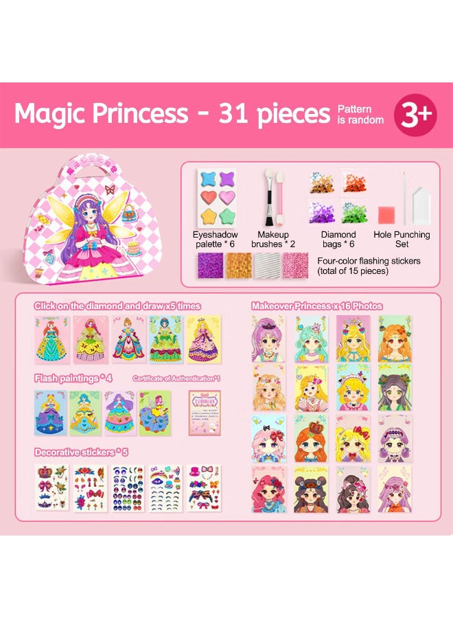 DMG TECH Art Craft Activity for Kids, Paper Craft Kits, Diamond Painting, Dress Up & DIY Paper Makeup Arts, Princess Toys Gift Set, Birthday Party Gift for Girls - Image 2