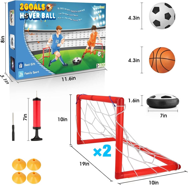 Growsland Boy Toys Hover Soccer Ball with 2 Goals, Indoor Soccer Gifts for Boys, LED Soccer Ball with Foam Bumper Inflatable Soccer Toys for 3 4 5 6 7 8 9 10+ Years Old Girls Boys - Image 2