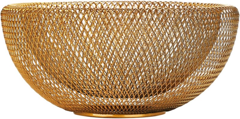 IBWell Metal Wire Woven Fruit Storage Bowl Basket for Kitchen Large Black Mesh Fruit Stand for Apple Pineapple Banana Orange Lemon Pear Strawberry Watermelon Gold Nomal - Image 1