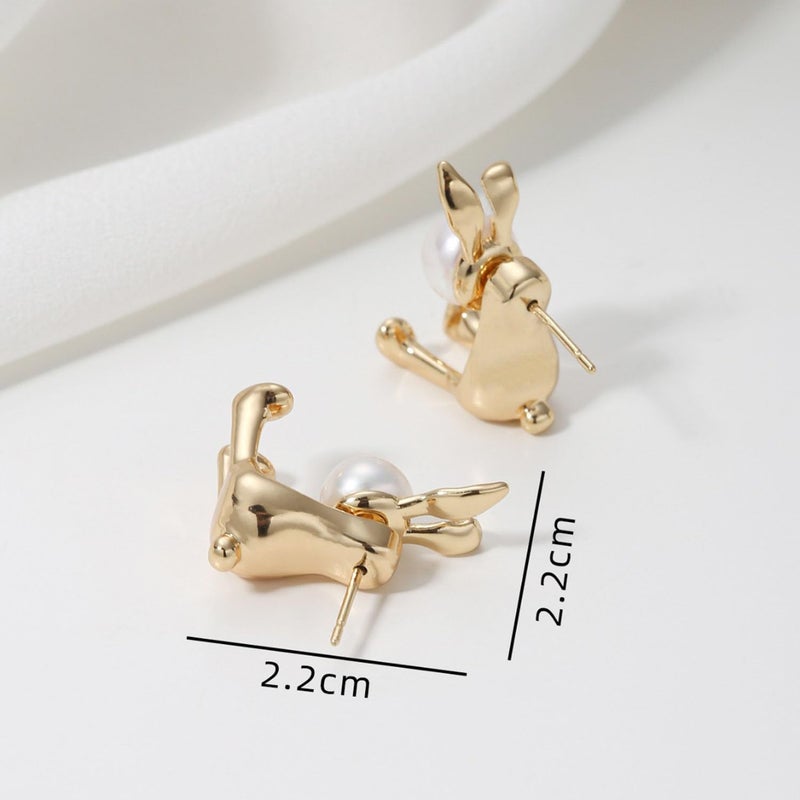 GLMOCM Easter Bunny Earrings for Women Cute Pearl Rabbit Ear Jacket Earrings for Women Party Jewelry (Rabbit Jacket earrings) - Image 4