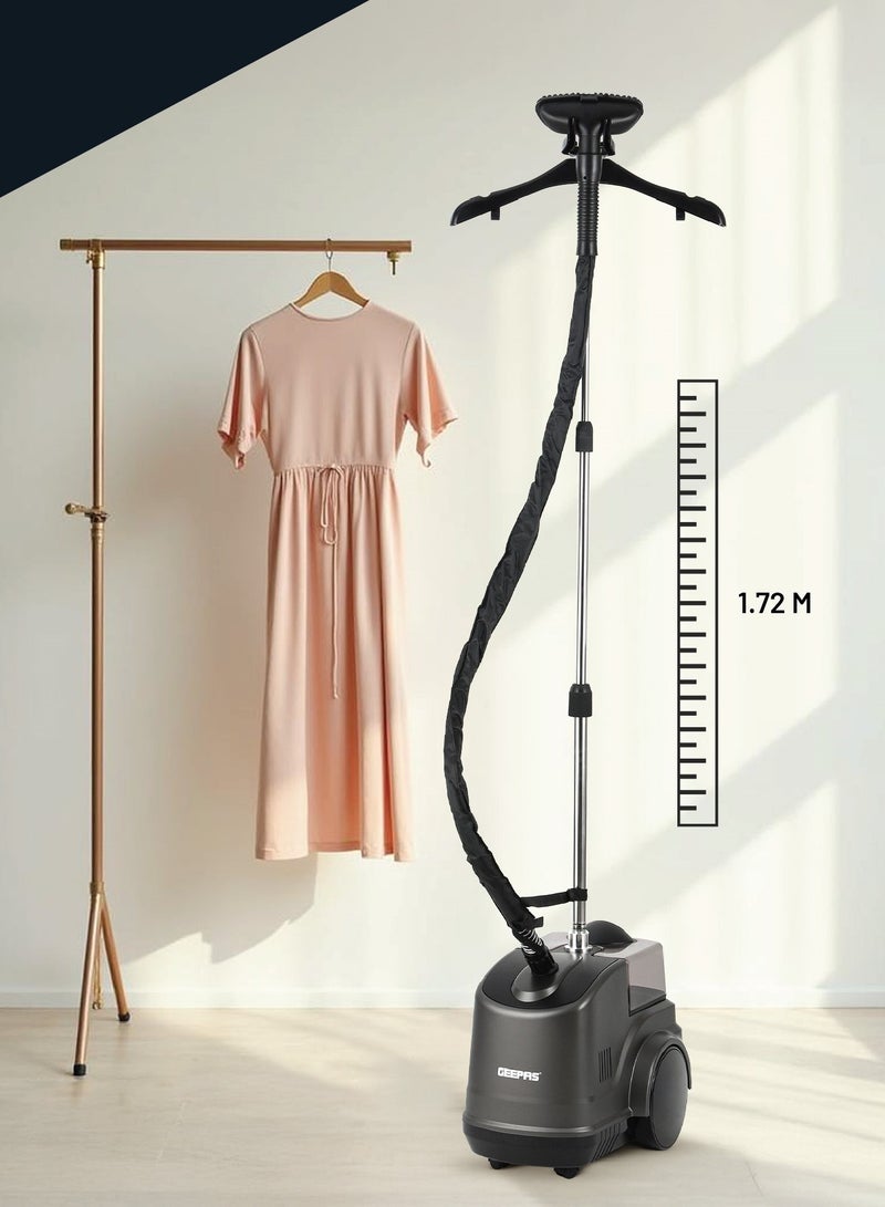 GEEPAS Garment Steamer 2000 W| with Hanger and Fabric Brush, 2 Speed Setting| 3 L Water Detachable Tank Capacity, Suitable for all Kinds of Fabric and Safe for Delicate Fabrics| 2 Years Warranty GGS25020 Black 3 L 2000 W GGS25020 Black - Image 1