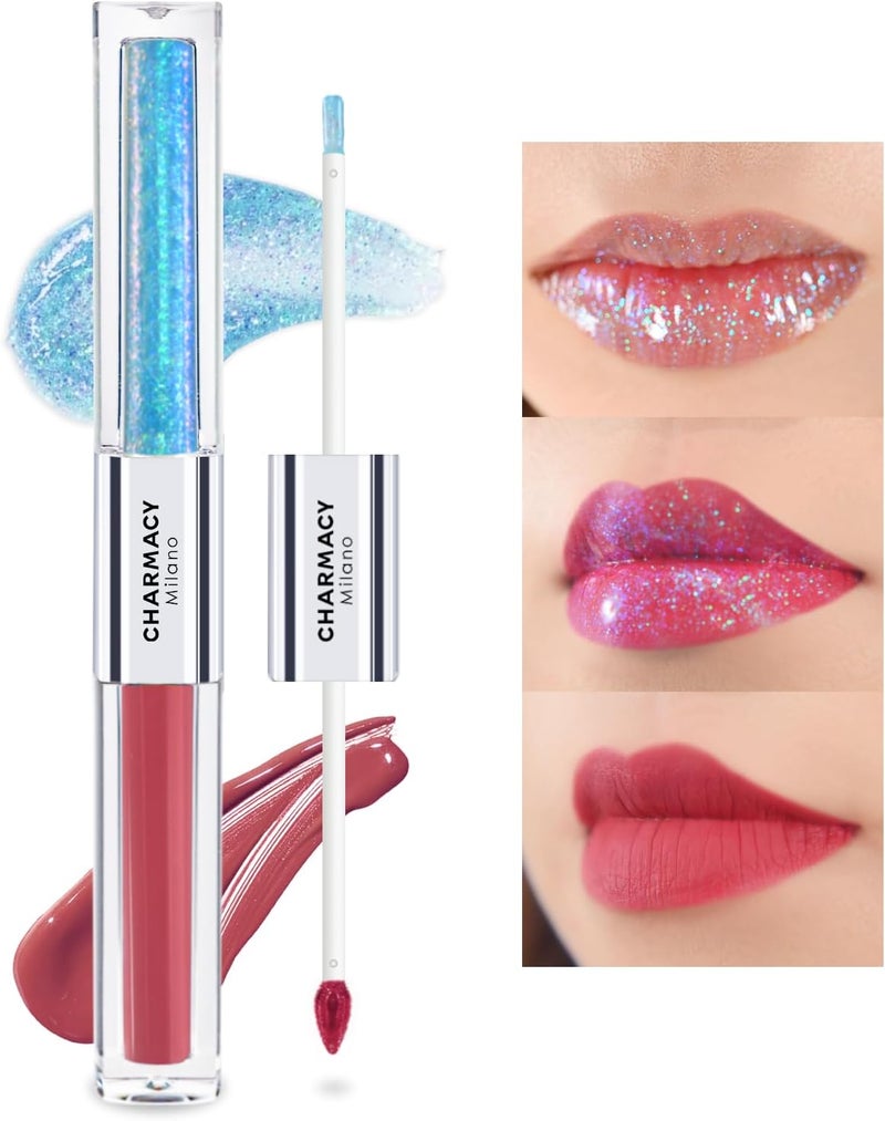 CHARMACY Multichrome Double Head NonStick Lip Gloss Metallic Colourful Lip Glaze Antitransfer Long Lasting Waterproof Liquid Lipstick Makeup 02