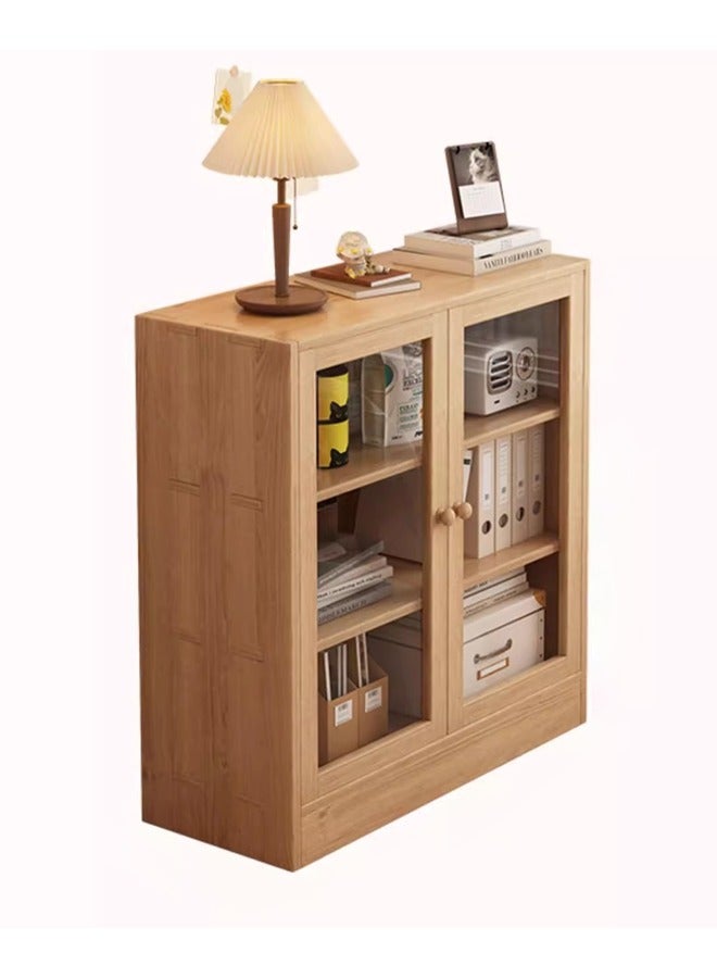 كيكي رف تخزين متعدد الطبقات للكتب، رف تخزين أنيق لغرفة المعيشة المنزلية مع باب شفاف - Image 1