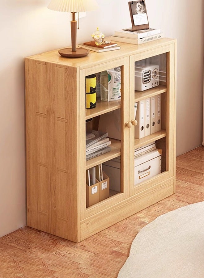 كيكي رف تخزين متعدد الطبقات للكتب، رف تخزين أنيق لغرفة المعيشة المنزلية مع باب شفاف - Image 2