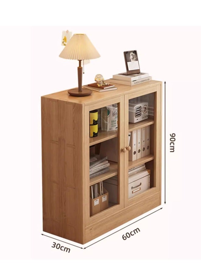 كيكي رف تخزين متعدد الطبقات للكتب، رف تخزين أنيق لغرفة المعيشة المنزلية مع باب شفاف - Image 3