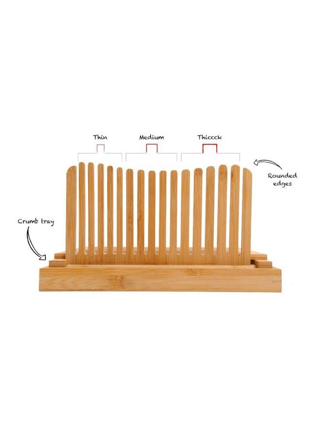 Kitchen Seven BambooSong Bamboo Bread Slicer with Crumb Tray Bamboo Bread Cutter for Homemade Bread, Loaf Cakes, Bagels Slicer, 3 Slice Sizes, Adjustable, Compact, Foldable - Image 2
