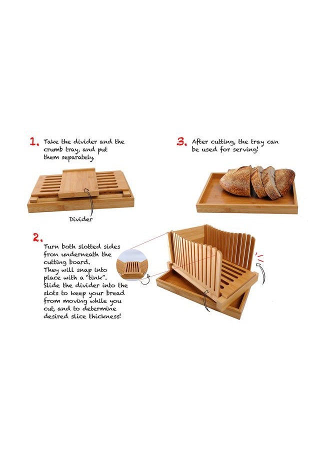 Kitchen Seven BambooSong Bamboo Bread Slicer with Crumb Tray Bamboo Bread Cutter for Homemade Bread, Loaf Cakes, Bagels Slicer, 3 Slice Sizes, Adjustable, Compact, Foldable - Image 3
