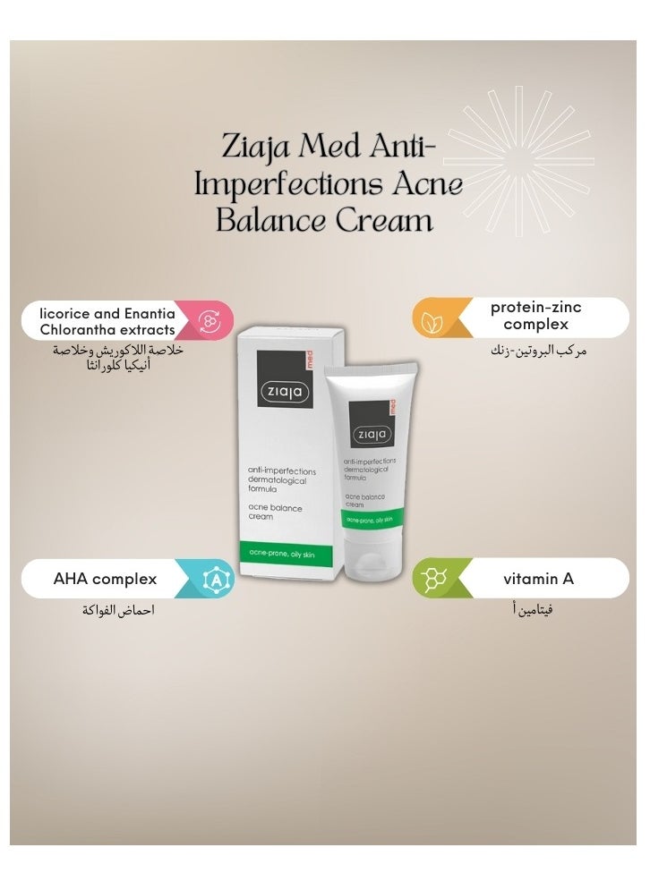 Ziaja Light medical cream for balancing oily skin Effectively accelerates peeling of the stratum corneum Reduces the formation of blackheads Soothes very sensitive skin (50) ml  - Image 4