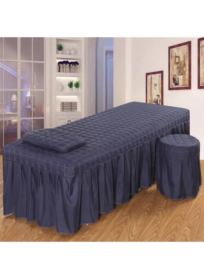 1pcs 190x80cm Bedskirt Solid Beauty Salon Massage Table Bed Sheet Bedspread Massage Sheet SPA Bed Full Cover with Skirt (Color : Blue) - Image 2