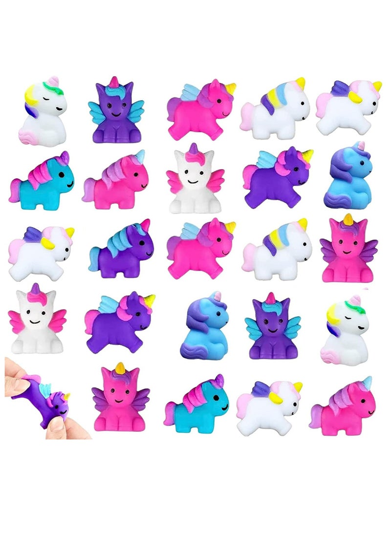 Excefore Mochi Squishy Toys, 25Pcs Unicorn Kawaii Squishies Fidget Toys Pack - Stress Relief Toys Party Bags Fillers for Boys Girls Birthday Party Favors Gifts - Image 1