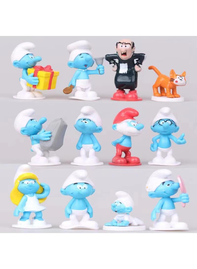 12-Piece The Smurfs Figurines Model Toys Cake Car Model - Image 1