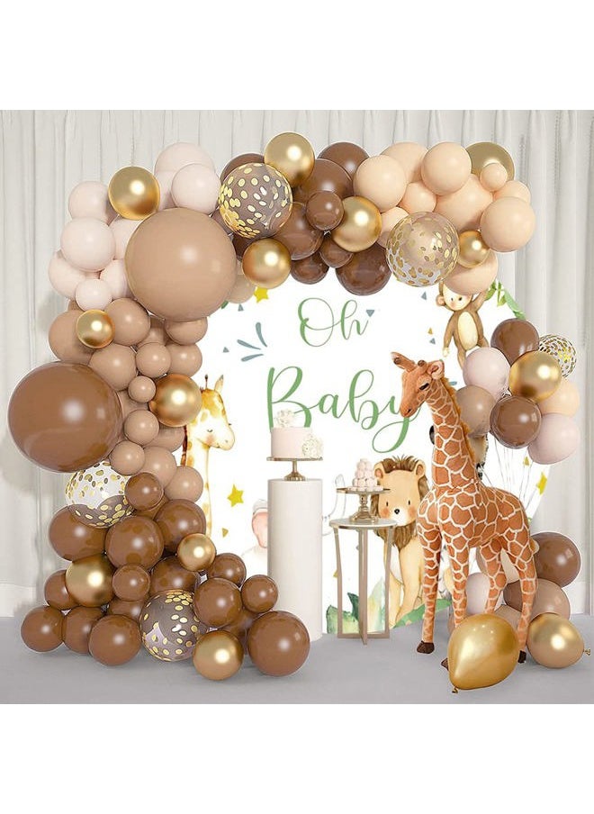 Gamegenic - Safari Baby Shower Round Backdrop Cover Jungle Animals Oh Baby Circle Backdrop Cover Tropical Leaves Zoo Animals Newborn Baby Shower Birthday Party Decoration Photo Studio Background 6.5x6.5ft - Image 1