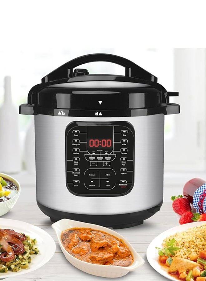 كادي ون قدر ضغط كهربائي 6 لتر مع 15 برنامج طبخ أسود/ فضي - Image 1