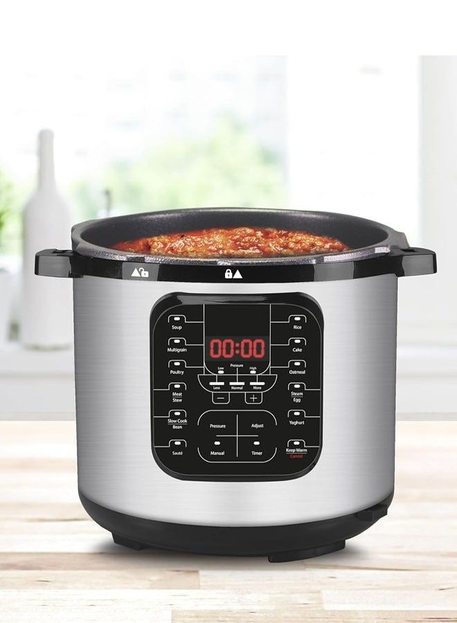 كادي ون قدر ضغط كهربائي 6 لتر مع 15 برنامج طبخ أسود/ فضي - Image 2