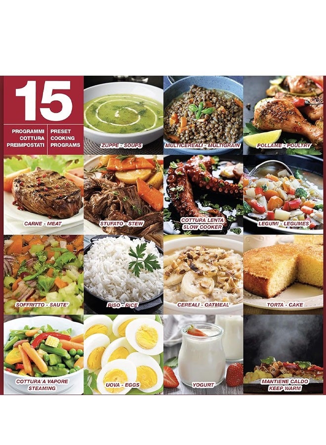 كادي ون قدر ضغط كهربائي 6 لتر مع 15 برنامج طبخ أسود/ فضي - Image 5