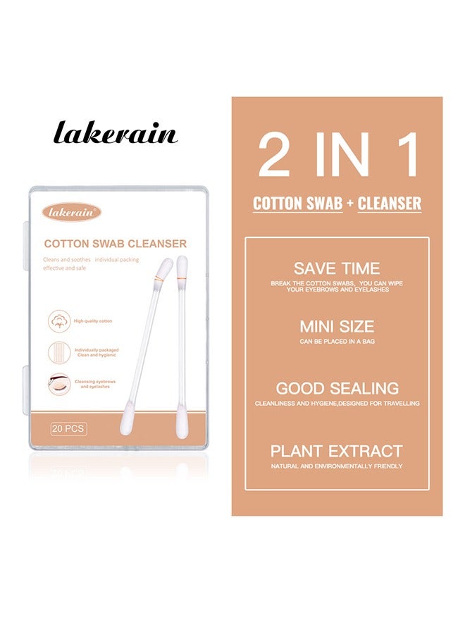 20 Pcs Cotton Makeup Remover Swabs，Cotton Swab Contains Makeup Remover,Cotton Swabs Sticks for Eye/Lip/Eyebrow/Eyelash Makeup Correctors Removing Swabs - Image 1