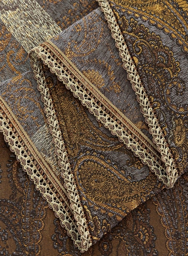 Loom and Mill Classic Antique Jacquard Tablecloth 60 x 120 Inch, Heavyweight Damask Table Covers with Tassels for Dining Kitchen Tabletop Party Banquet Holiday Decorations(Bronze Gold, 60x120in) - Image 5