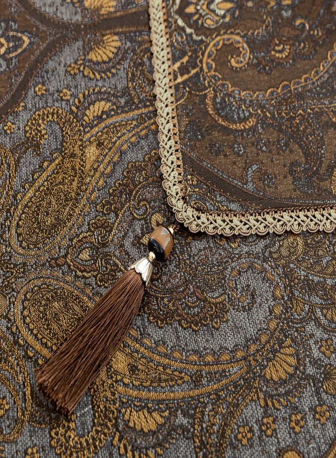 Loom and Mill Classic Antique Jacquard Tablecloth 60 x 120 Inch, Heavyweight Damask Table Covers with Tassels for Dining Kitchen Tabletop Party Banquet Holiday Decorations(Bronze Gold, 60x120in) - Image 4
