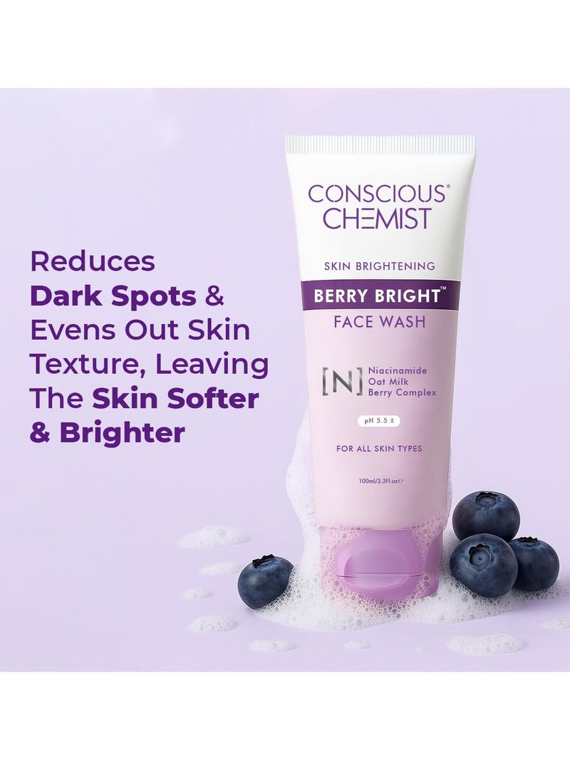 Conscious Chemist Niacinamide Face Wash 100ml Pore Refining Brightening CleanserFacewash with BlueBerry  AcaiBerry Extracts for Women and Men All Skin Types Berry Bright (Pack of 2) - Image 4