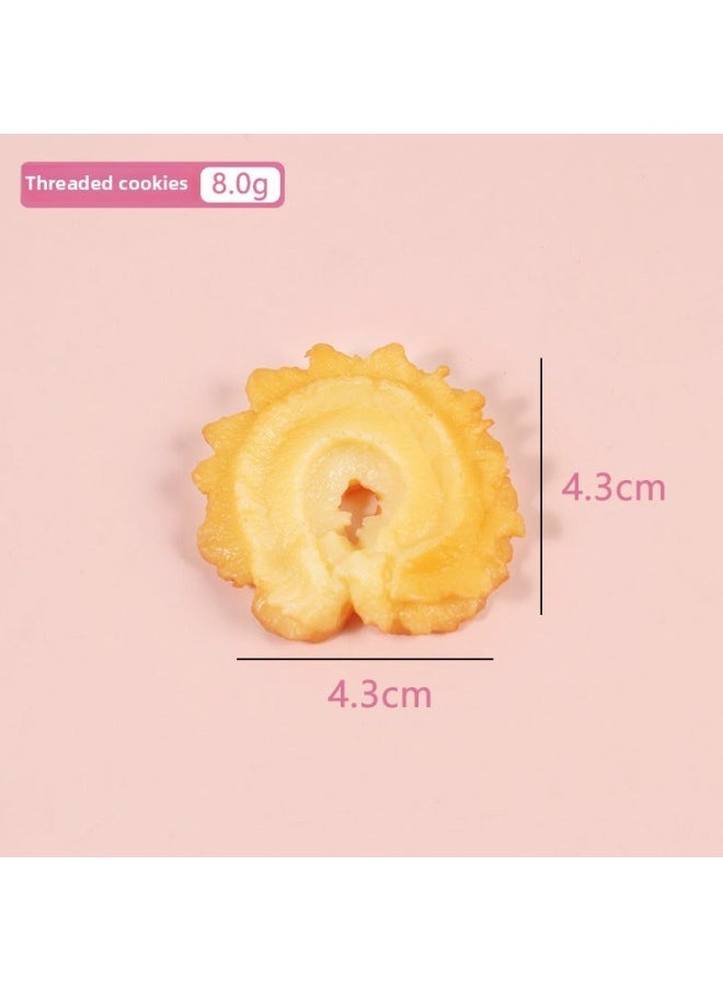 PVC Simulation Food Biscuits Cookies Three-dimensional Refrigerator Stickers Fun Dessert Sandwich Biscuits Refrigerator Magnet-Color:Thread Cookies-No Magnet  - Image 1