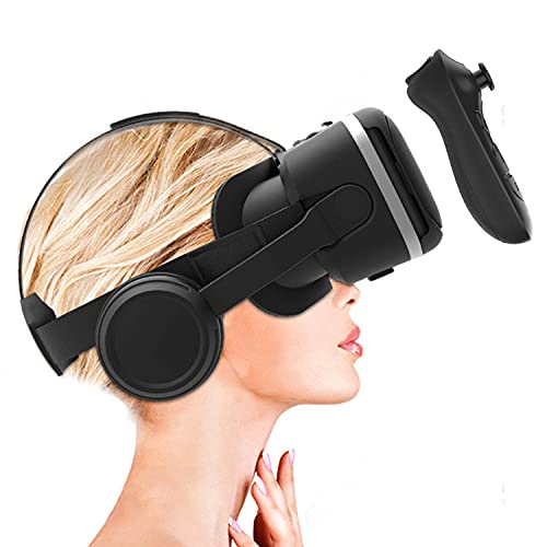 Irusu Play VR Plus - HD 3D Virtual Reality Headset with Adjustable HD Lens, Stereo Headphones, Touch Button, Controller - Mobile VR Gaming & Learning Compatible - Image 1