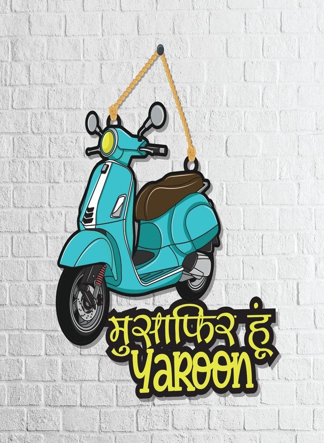 Bhai Please Musafir hoon Yaaron Wooden Wall Decor | Hanging | Wall Art | Wooden Hanger for Living Room | Bedroom | Office - For Home Decor, Gift | Travel,Adventure - Image 4