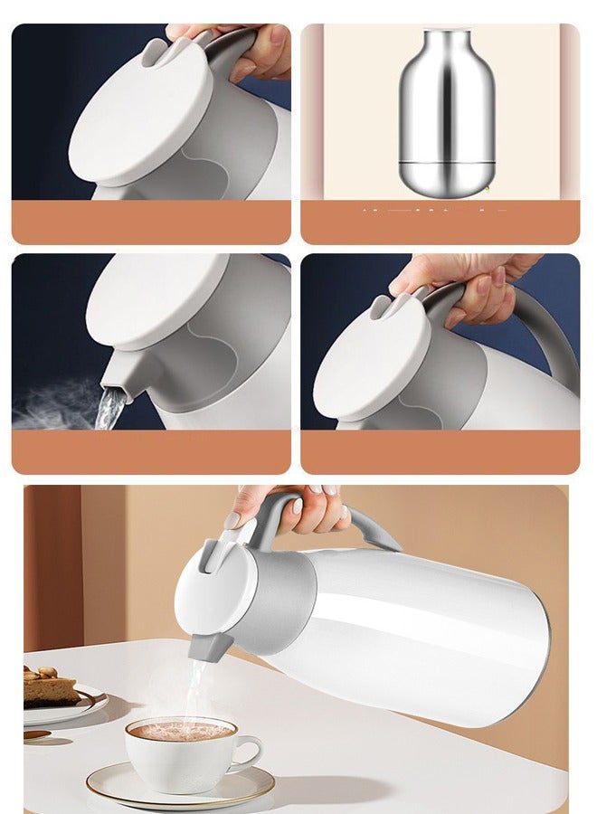 كارافة القهوة الحرارية ، 1L مزدوجة الجدران الفراغ ثيرموس أواني القهوة ، بطانة المقاوم للصدأ ، قشرة بلاستيكية ، العزل الحراري 24 ساعة ، للقهوة الساخنة أو الباردة والشاي والماء - Image 2