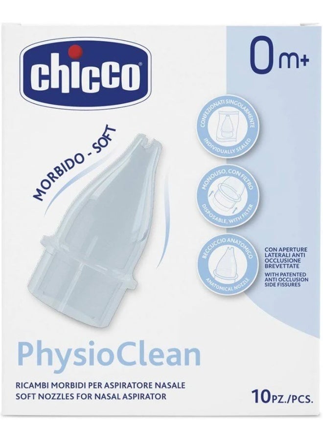 Chicco PhysioClean Soft Nozzles for Nasal Aspirator 0m+ x10 - Image 1