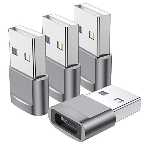 QianLink USB C Female to USB Male Adapter (4-Pack), Type C to USB A Charger Converter for iPhone 17 16 15 14 13 12 11 Pro Max, Samsung Galaxy S25 S24 S23 S22 Ultra, Apple iWatch Watch Series 7 8, AirPods,iPad - Image 1
