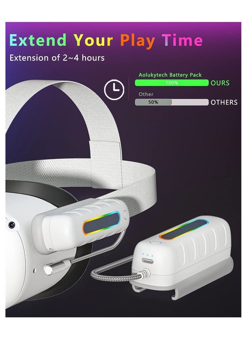 DMG TECH Rechargeable Battery Pack for Meta/Oculus Quest 2,RGB Light 5000mah Battery Pack for Quest 2, Ultra Lightweight Portable Charger Battery Power, Extra 2-4 Hours of Playtime VR Accessories  - Image 4