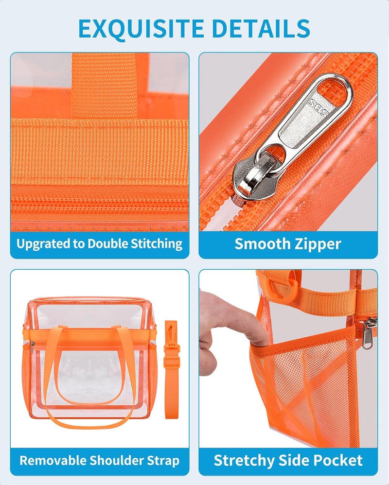 Paxiland Clear Bag for Stadium Events 12x6x12, Clear Tote Bag with Reinforced Strap, Transparent Bag for Sports Concert - Orange - Image 5