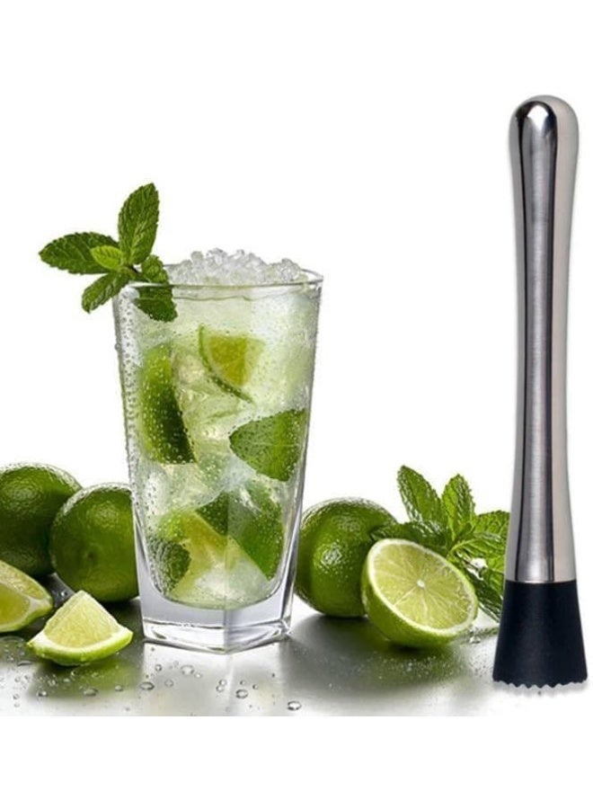 Kitchen Cocktail Mixer – Stainless Steel Fruit Crusher with Durable Nylon Head – Professional Home Bar Tool for Mixing Fresh Fruit Drinks and Cocktails – Silver - Image 4