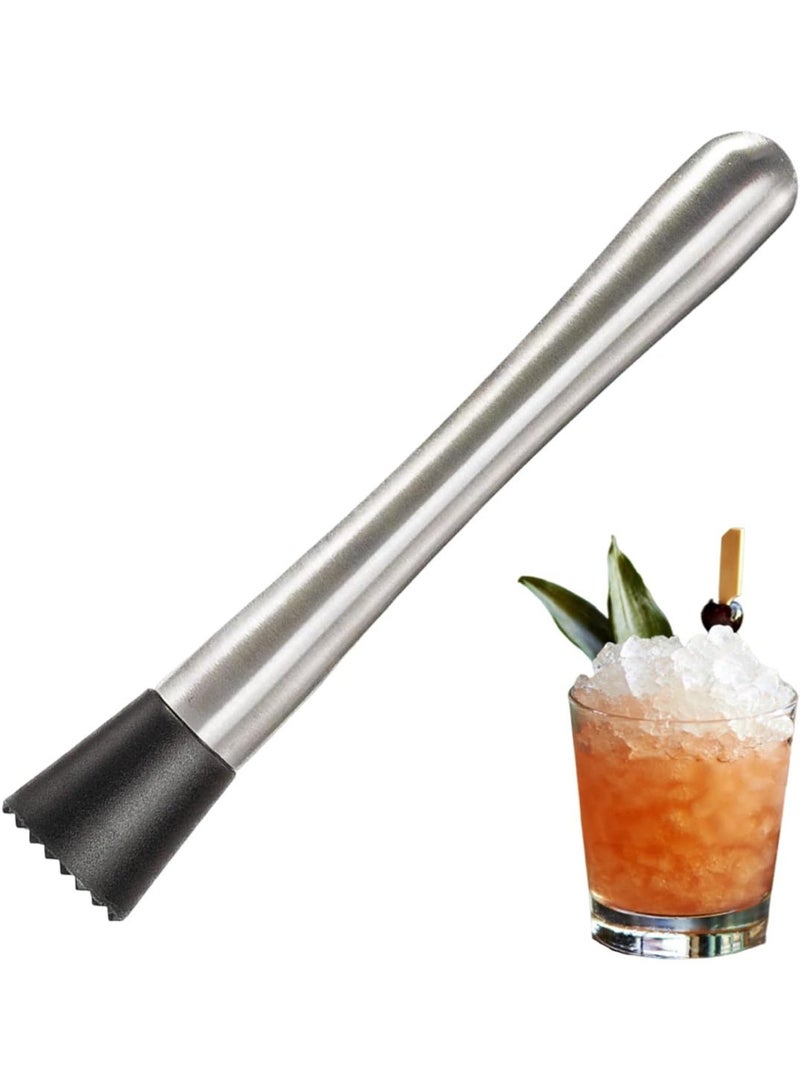Kitchen Cocktail Mixer – Stainless Steel Fruit Crusher with Durable Nylon Head – Professional Home Bar Tool for Mixing Fresh Fruit Drinks and Cocktails – Silver - Image 1