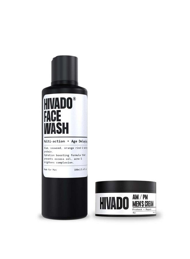 Hivado Men’s Face Wash & AM/PM Cream Combo Pack - Deep Cleansing Face Wash & Hydrating Day/Night Cream for Men - Anti-Aging, Moisturizing Skincare Set for All Skin Types - Image 1