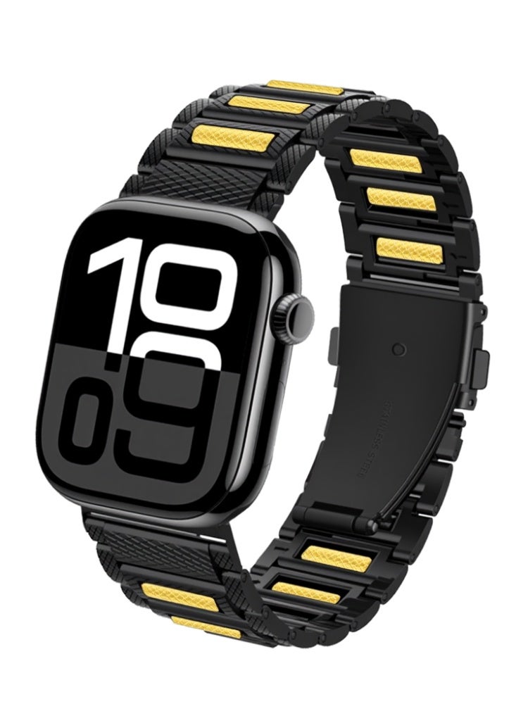 Stainless Steel Black Gold Apple Ball Strap for iwatch Series Ultra SE 8 7 6 5 4 3 2 1 Compatible  38/40/41mm/s10 42mm - Image 1