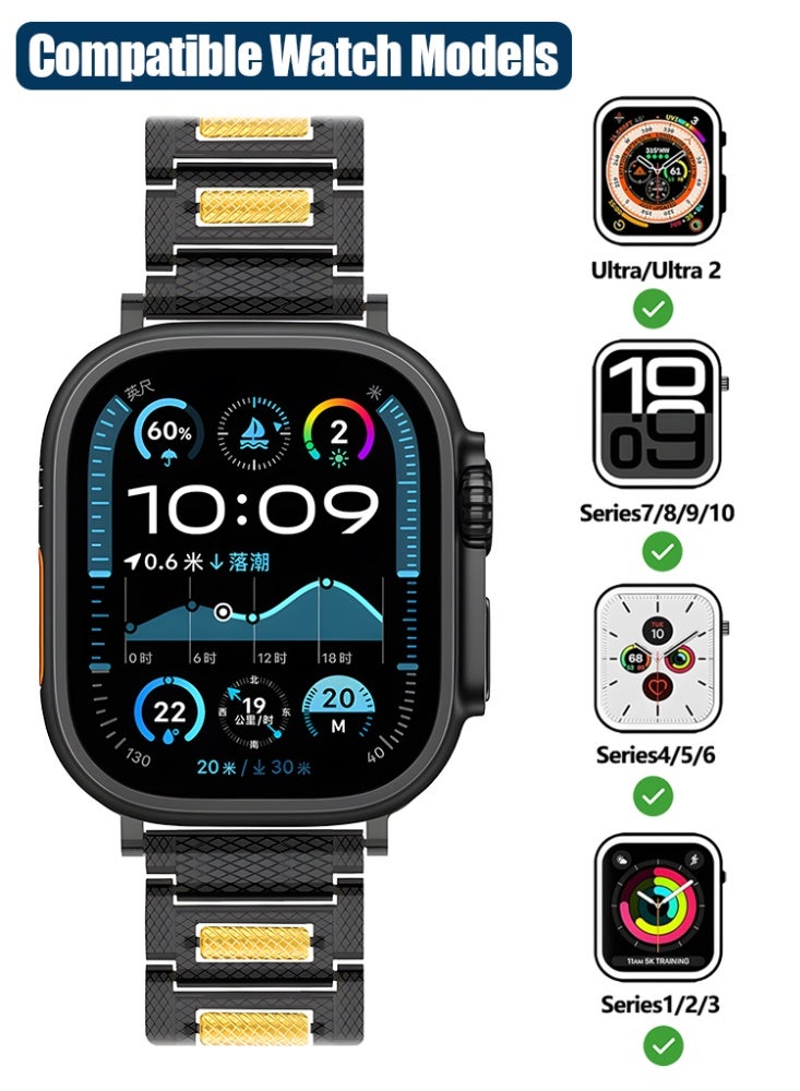 Stainless Steel Black Gold Apple Ball Strap for iwatch Series Ultra SE 8 7 6 5 4 3 2 1 Compatible  38/40/41mm/s10 42mm - Image 2