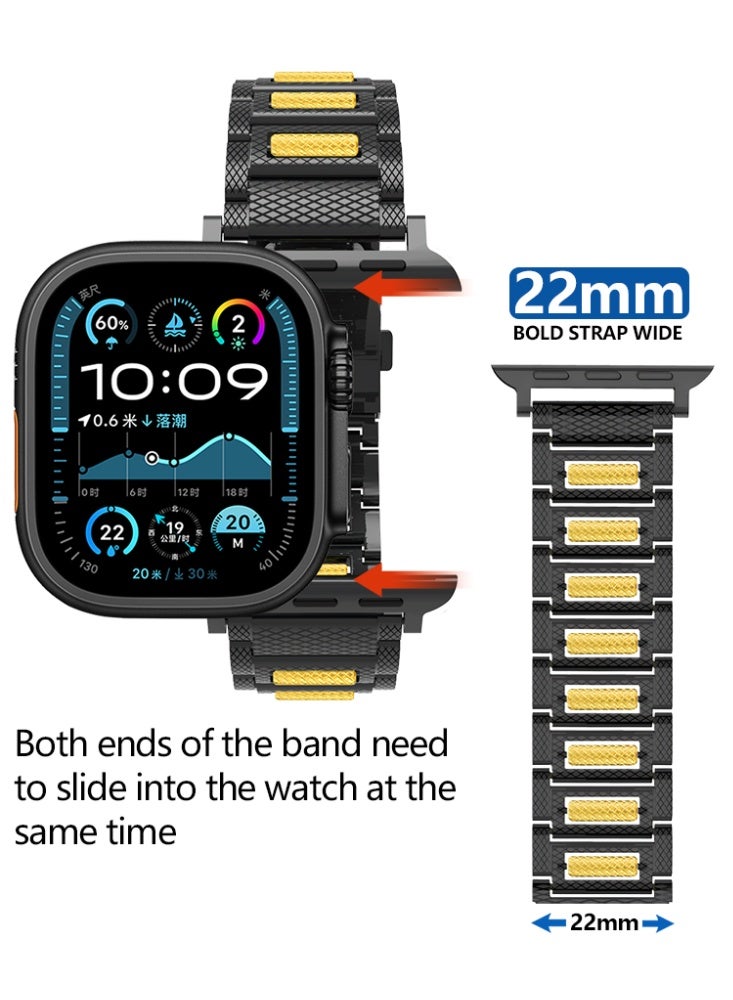 Stainless Steel Black Gold Apple Ball Strap for iwatch Series Ultra SE 8 7 6 5 4 3 2 1 Compatible  38/40/41mm/s10 42mm - Image 5