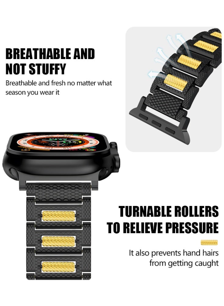 Stainless Steel Black Gold Apple Ball Strap for iwatch Series Ultra SE 8 7 6 5 4 3 2 1 Compatible  38/40/41mm/s10 42mm - Image 3