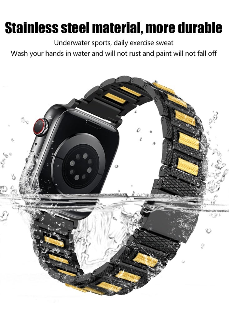 Stainless Steel Black Gold Apple Ball Strap for iwatch Series Ultra SE 8 7 6 5 4 3 2 1 Compatible  38/40/41mm/s10 42mm - Image 4