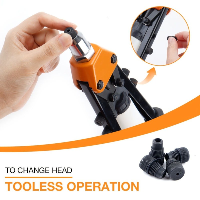 Professional Hand Riveter Tool Kit with 5 Rivet Heads - Image 5