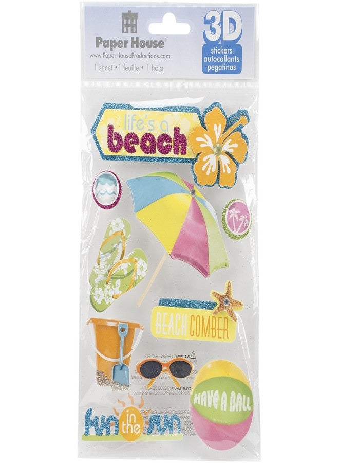 Paper House Productions STDM-0028E 3D Cardstock Stickers, Life's A Beach (3-Pack)