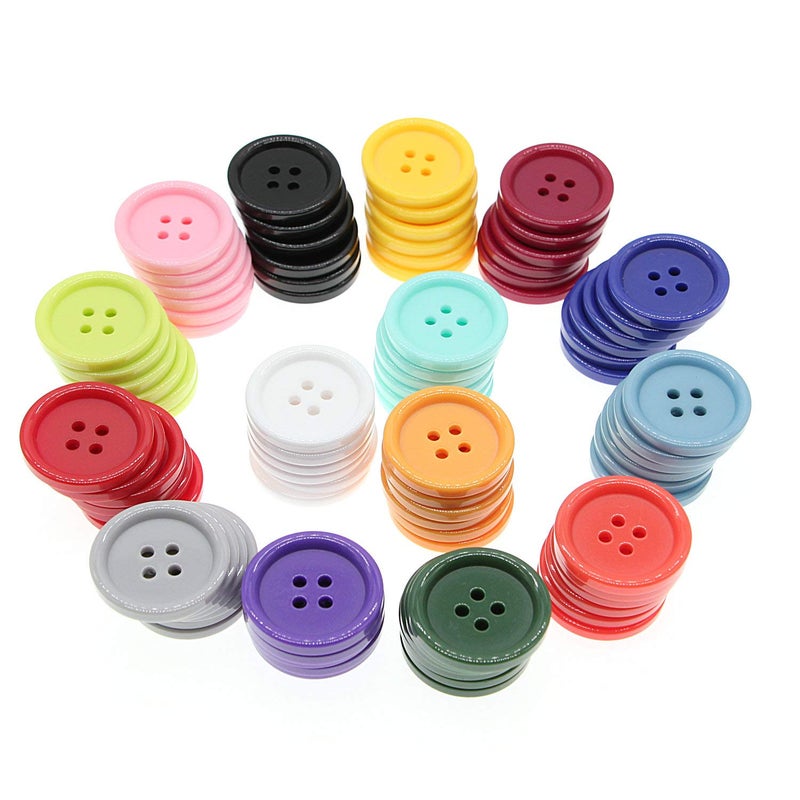SHUNLI 15 Colors Sewing Resin Buttons 1 Inch25mm Multicolored Buttons for DIY Sewing CraftsPack of 90 with Box Each Color 6 pcs SHUNLI 